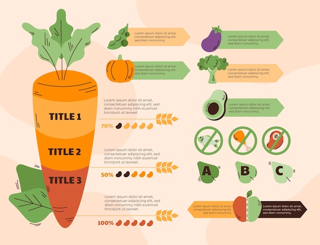 Hand drawn flat vegetarian infographic template