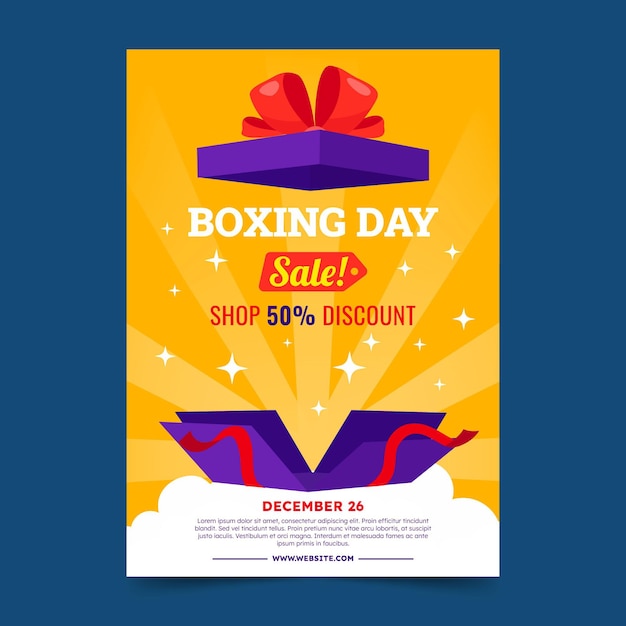 Hand drawn flat vertical boxing day sale poster template