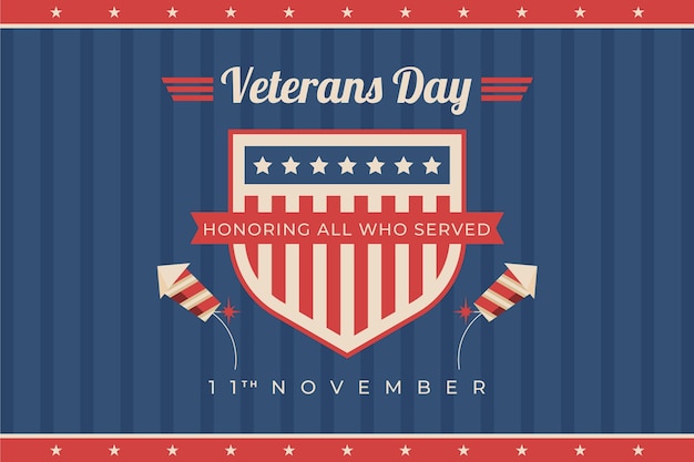 Free Vector hand drawn flat veteran's day background