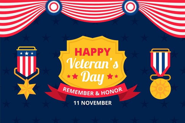 Hand drawn flat veteran's day background