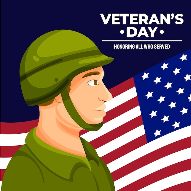 Free Vector hand drawn flat veteran's day illustration