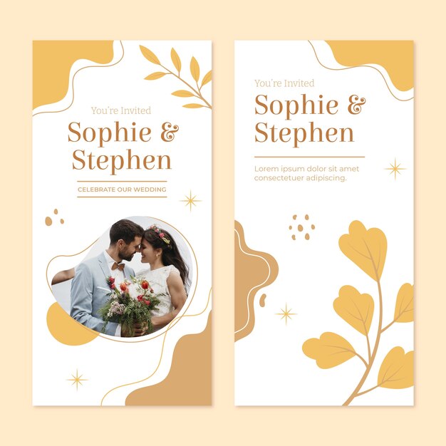 Hand drawn flat wedding banner vertical