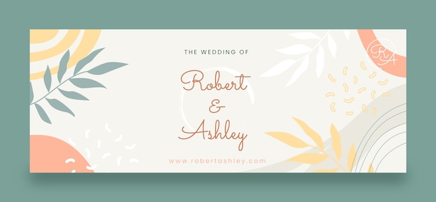 Hand drawn flat wedding facebook cover