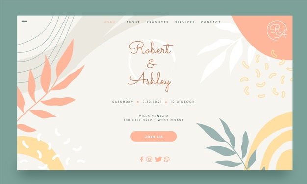 Hand drawn flat wedding landing page