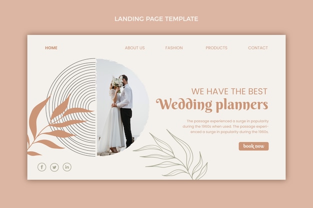 Free Vector hand drawn flat wedding planner landing page