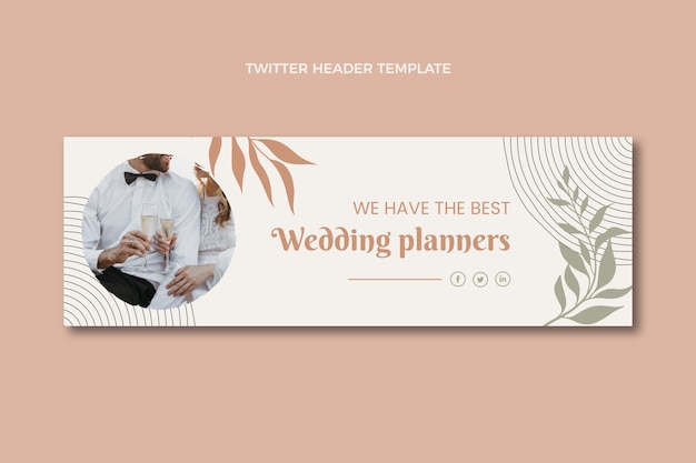 Hand drawn flat wedding planner twitter header