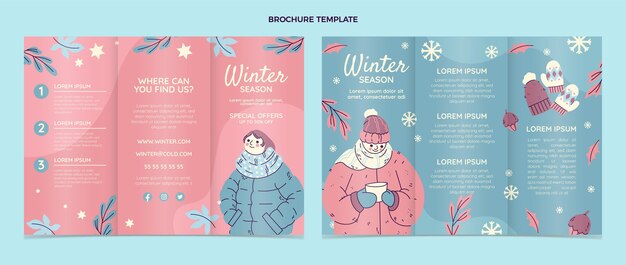 Hand drawn flat winter brochure template