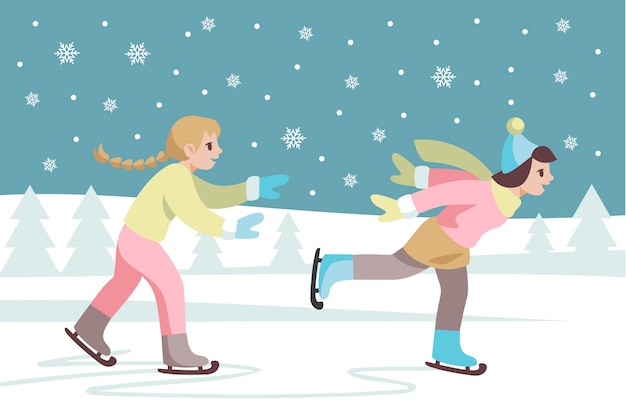 Free Vector hand drawn flat winter people collection