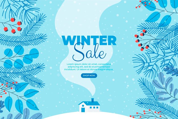 Hand drawn flat winter sale illustration