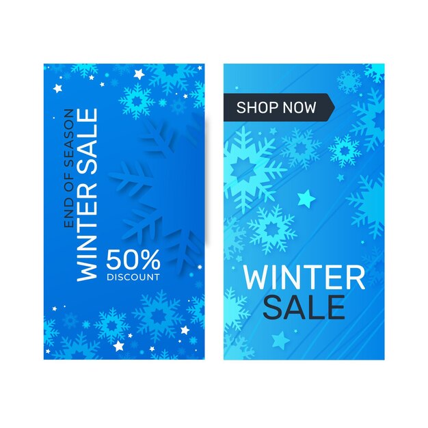 Hand drawn flat winter sale vertical banners set