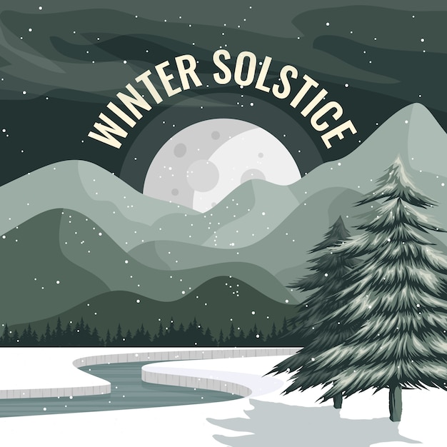 Hand drawn flat winter solstice background