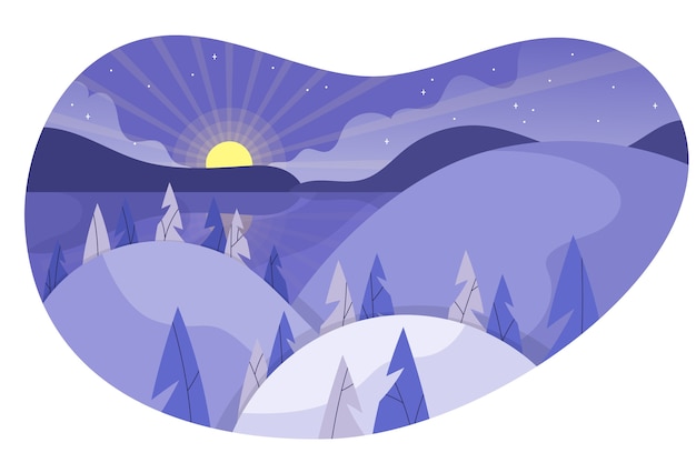 Free vector hand drawn flat winter solstice illustration