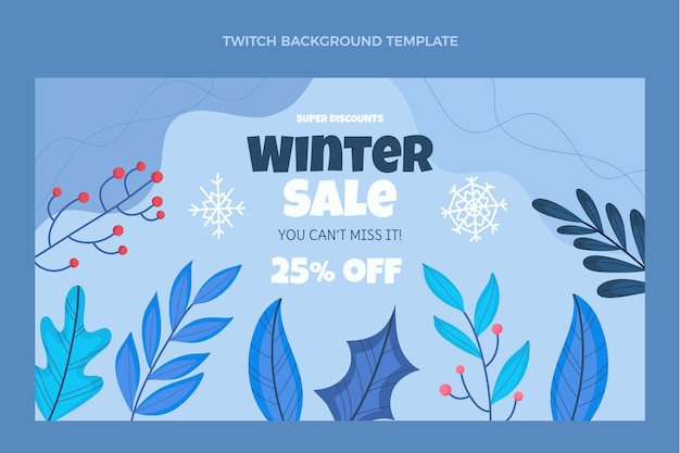 Hand drawn flat winter twitch background