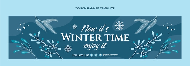 Hand drawn flat winter twitch banner