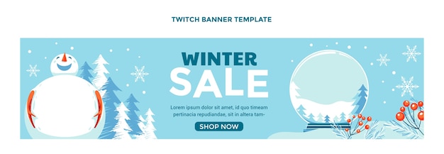 Free Vector hand drawn flat winter twitch banner