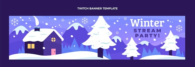 Free Vector hand drawn flat winter twitch banner