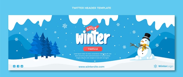 Hand drawn flat winter twitter header