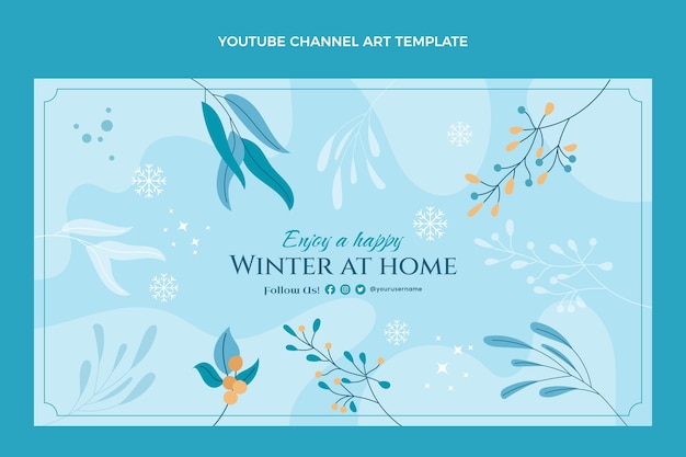 Hand drawn flat winter youtube channel art