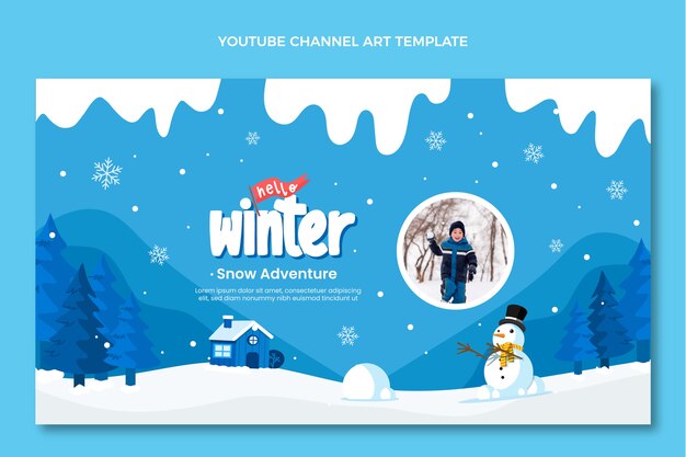 Hand drawn flat winter youtube channel art