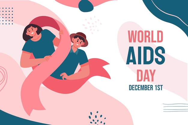 Hand drawn flat world aids day background