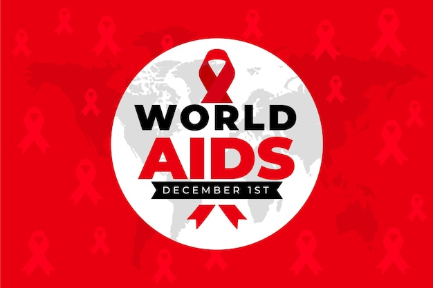 Hand drawn flat world aids day background