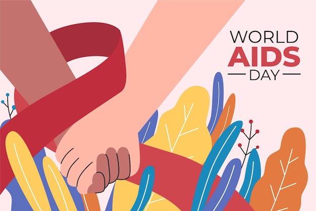 Hand drawn flat world aids day background