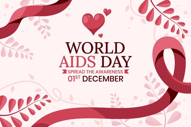 Hand drawn flat world aids day background