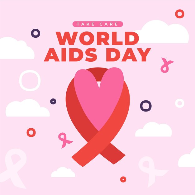 Hand drawn flat world aids day background