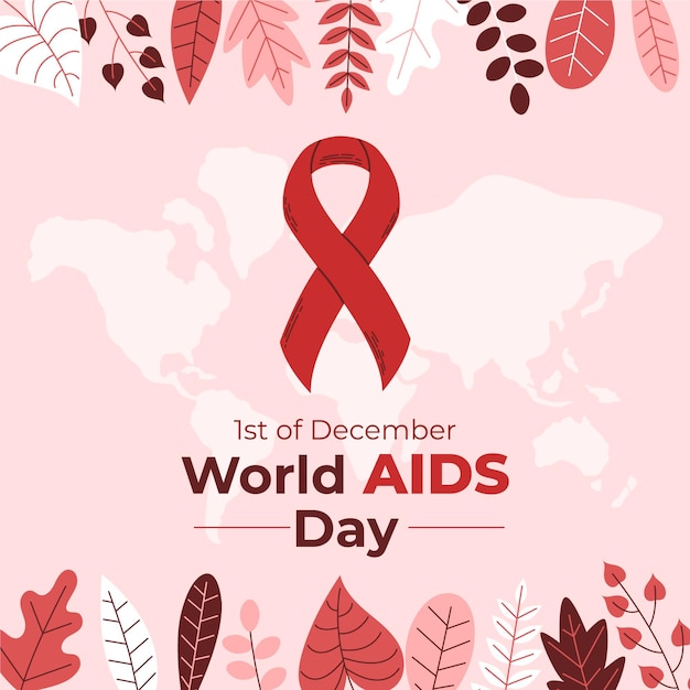 Hand drawn flat world aids day background