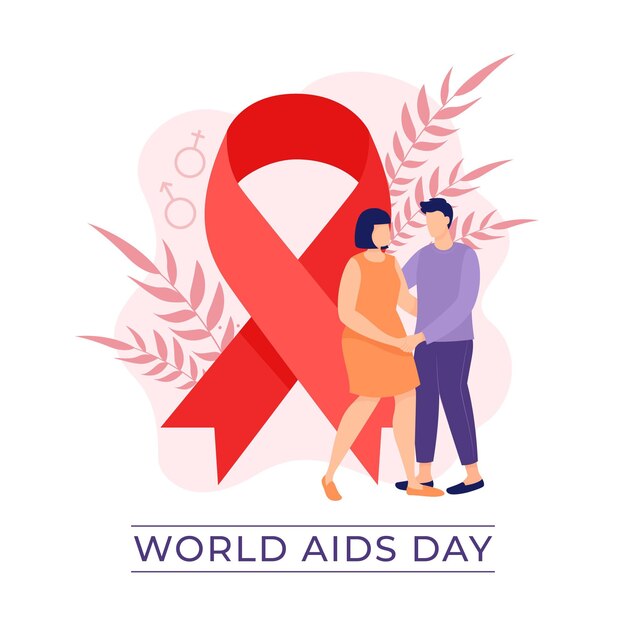 Hand drawn flat world aids day illustration