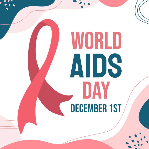 Hand drawn flat world aids day illustration