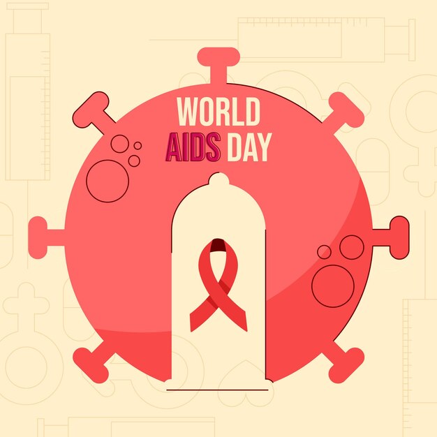 Hand drawn flat world aids day illustration