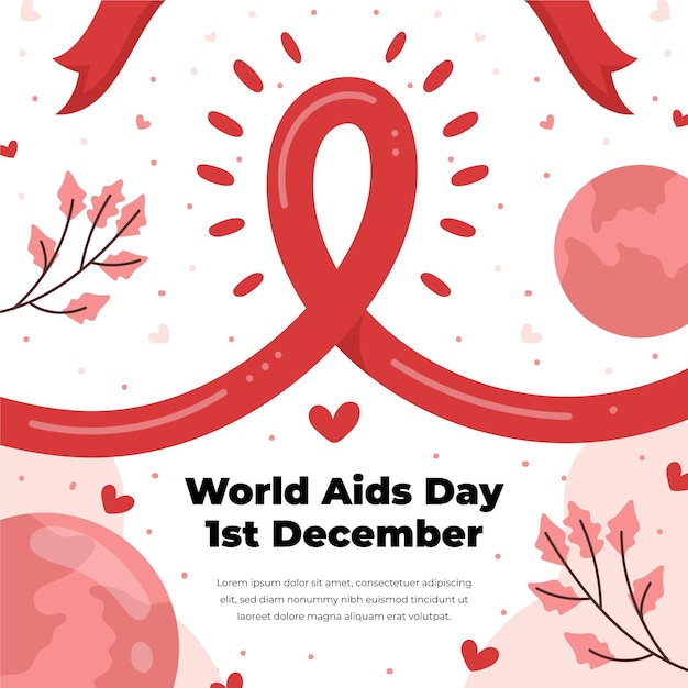 Hand drawn flat world aids day illustration