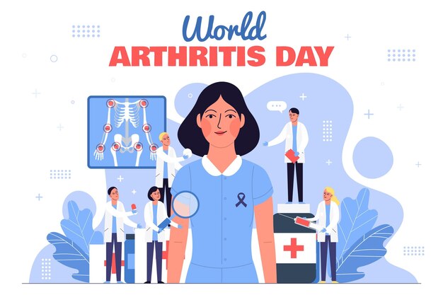 Hand drawn flat world arthritis day background