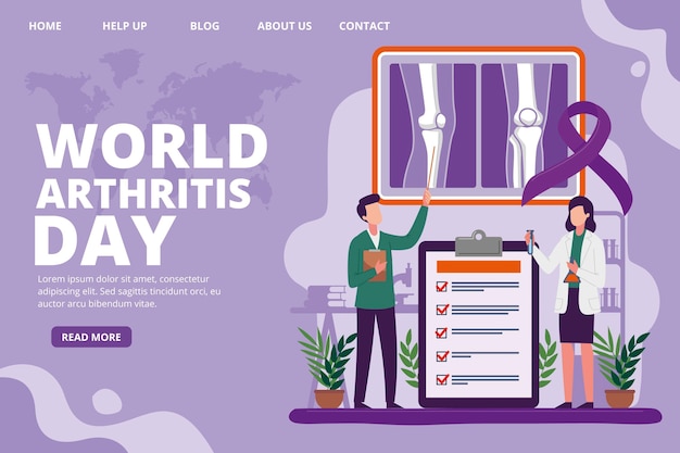 Hand drawn flat world arthritis day landing page template