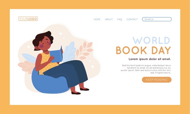 Hand drawn flat world book day landing page