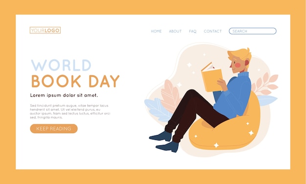 Hand drawn flat world book day landing page