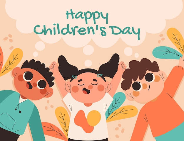 Free Vector hand drawn flat world children's day background