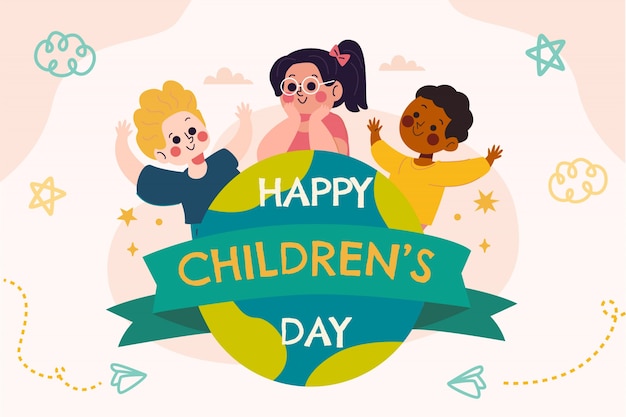 Free Vector hand drawn flat world children's day background