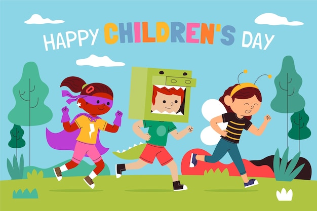 Free Vector hand drawn flat world children's day background