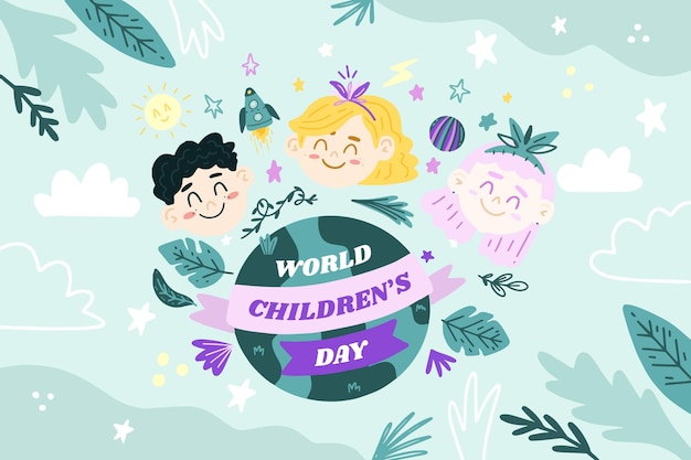 Free vector hand drawn flat world children's day background