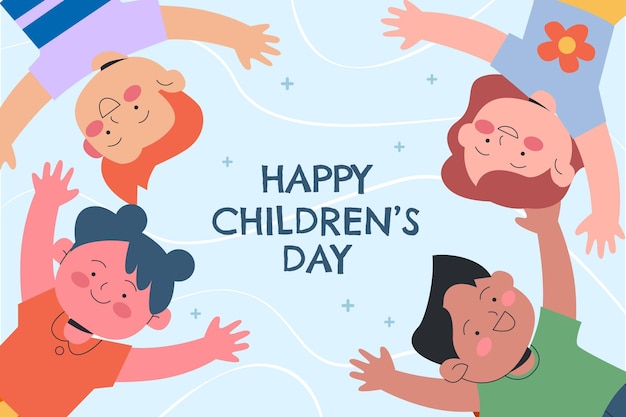 Hand drawn flat world children's day background