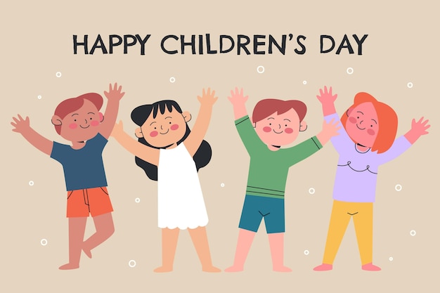 Free Vector hand drawn flat world children's day background