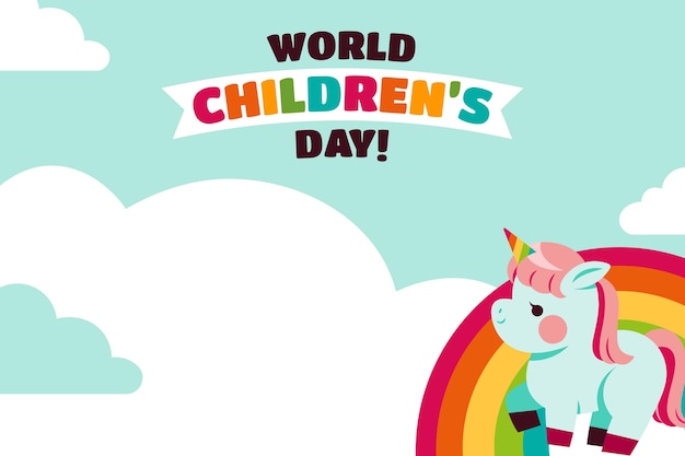 Hand drawn flat world children's day background