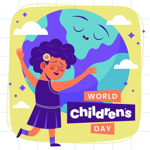 Free vector hand drawn flat world children's day illustration