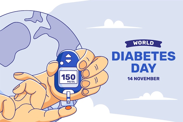 Hand drawn flat world diabetes day background