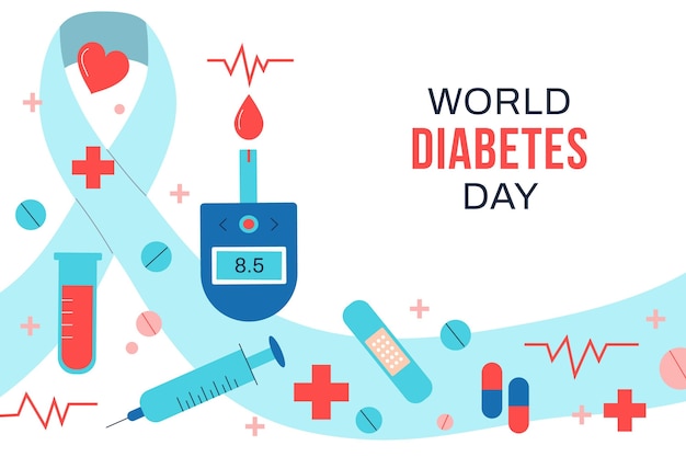 Hand drawn flat world diabetes day background