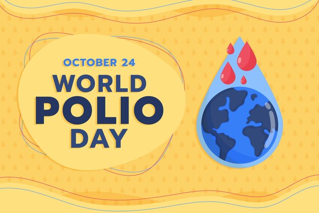 Hand drawn flat world polio day background