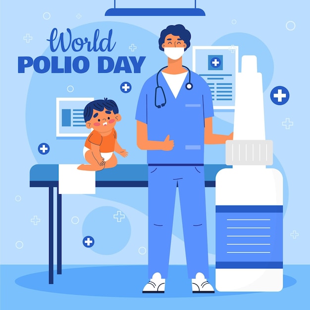 Hand drawn flat world polio day illustration