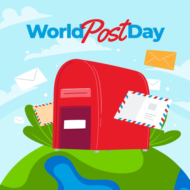 Free Vector hand drawn flat world post day illustration